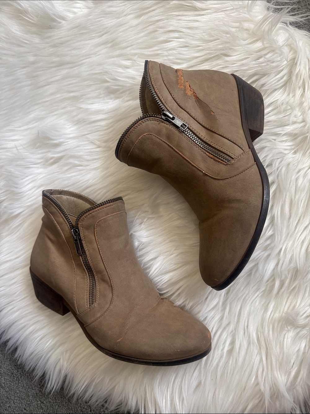 Well worn boots Suede Ankle Bootie in Taupe - Women's Casual Zip Boot